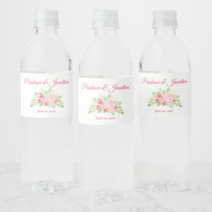 Étiquette Pour Bouteilles D'eau Rustic Blush Peach Boho Roses mariage élégant