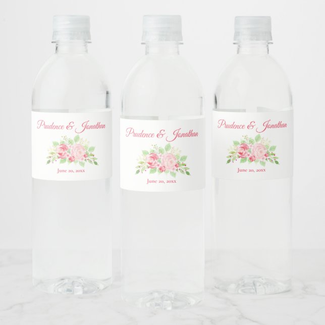 Étiquette Pour Bouteilles D'eau Rustic Blush Peach Boho Roses mariage élégant (Bouteilles)