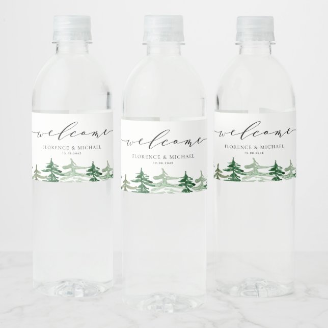 Étiquette Pour Bouteilles D'eau Rustic Watercolor Forest Woodland Wedding (Bouteilles)