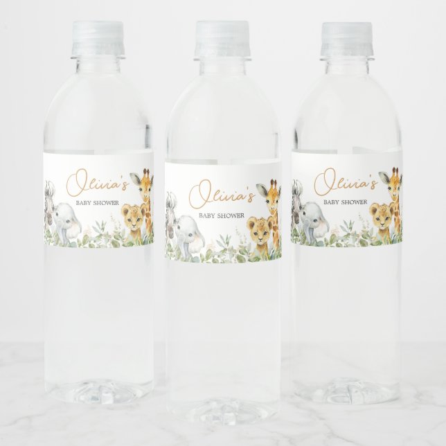 Étiquette Pour Bouteilles D'eau Safari Animals Wild One Baby Shower (Bouteilles)