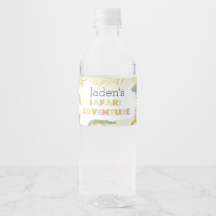 Étiquette Pour Bouteilles D'eau Safari Animaux Aquarelle fête d'anniversaire