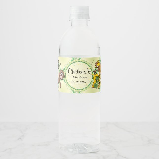 Étiquette Pour Bouteilles D'eau Safari Jungle Baby Animaux - Baby shower (Devant)