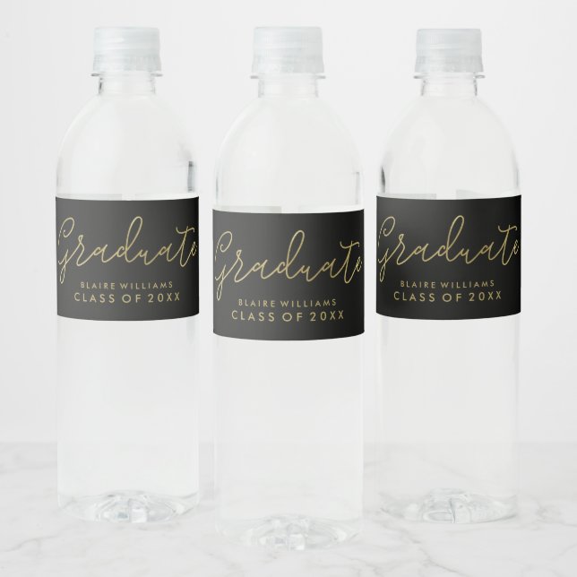 Étiquette Pour Bouteilles D'eau Script moderne - Diplôme photo personnalisé (Bouteilles)