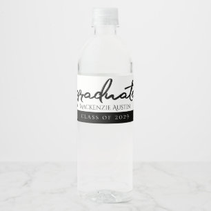Étiquette Pour Bouteilles D'eau Script noir diplômé   Classic Keepsaké avec année