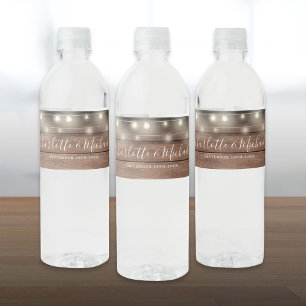 Étiquette Pour Bouteilles D'eau Signature Script Rustic Bois Chaîne Mariage