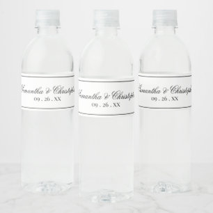 Étiquette Pour Bouteilles D'eau Simple Elégance minimaliste Mariage noir et blanc