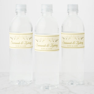 Étiquette Pour Bouteilles D'eau Simple Elegant Flourish Gold & Cream Mariage