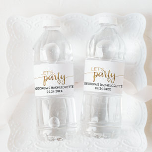 Étiquette Pour Bouteilles D'eau Simple Gold Calligraphy Let's Party Bachelorette