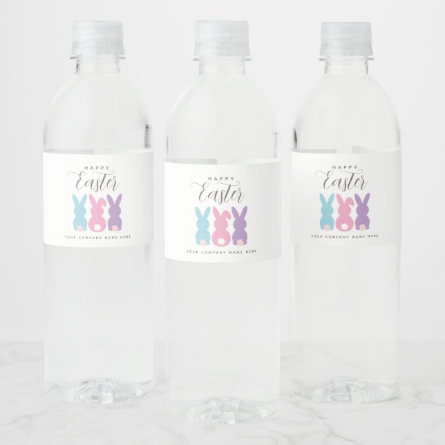 Étiquette Pour Bouteilles D'eau Simple Lapin de Pâques Personnalisé (Bouteilles)