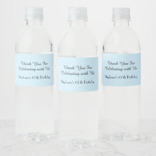 Étiquette Pour Bouteilles D'eau Simple minimaliste 60e anniversaire fête Pale Blue