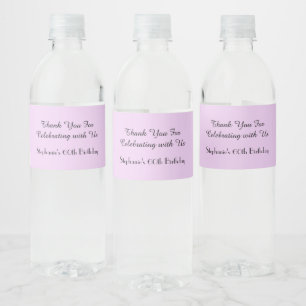 Étiquette Pour Bouteilles D'eau Simple minimaliste 60e anniversaire fête violet