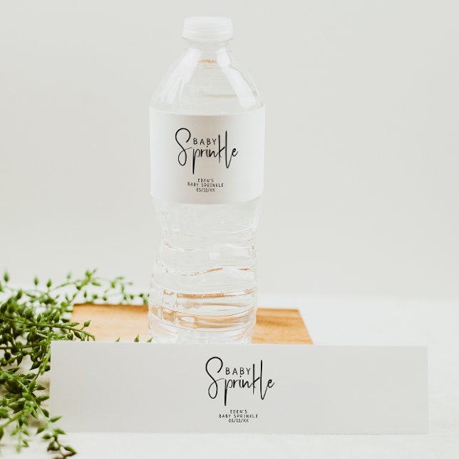 Étiquette Pour Bouteilles D'eau Simple moderne Neutral Bébé Sprinkel (Créateur téléchargé)