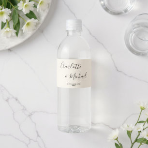 Étiquette Pour Bouteilles D'eau Simple Naturel Blanc Écriture Minimaliste Mariage