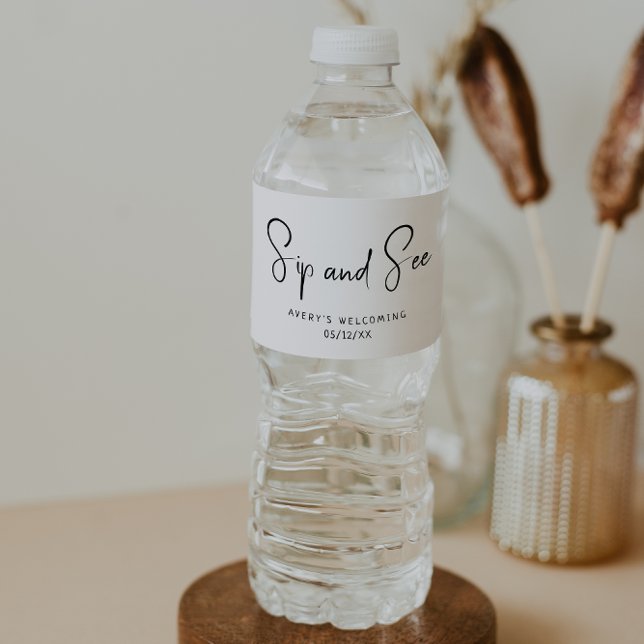 Étiquette Pour Bouteilles D'eau Sip Neutre Moderne Simple Et Voir (Créateur téléchargé)
