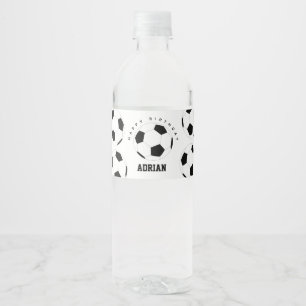 Étiquette Pour Bouteilles D'eau Soccer Ball Football Nom personnalisé Anniversaire