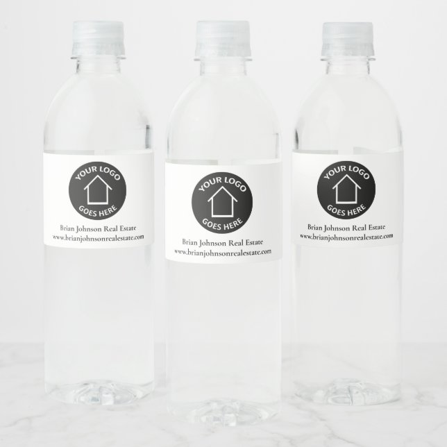Étiquette Pour Bouteilles D'eau Société immobilière Ajoutez votre logo Simple Real (Bouteilles)