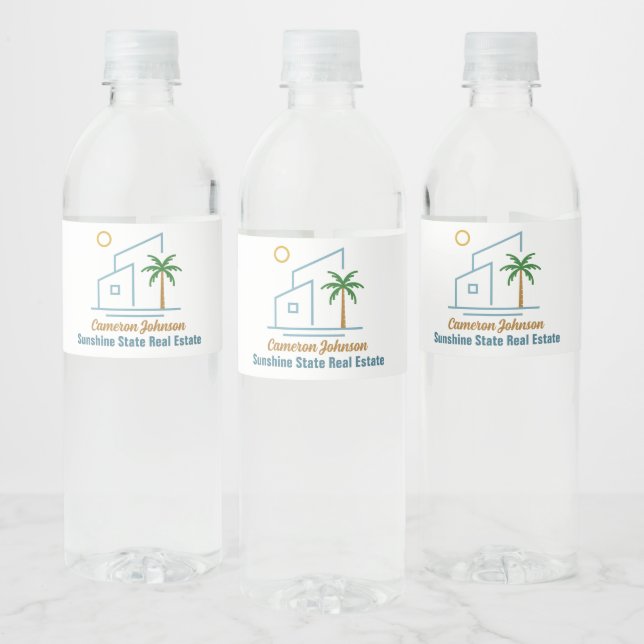 Étiquette Pour Bouteilles D'eau Société Immobilière de Plage Mignon Personnalisabl (Bouteilles)