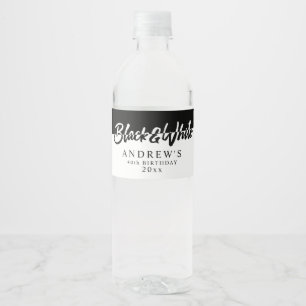 Étiquette Pour Bouteilles D'eau Soirée noire et blanche