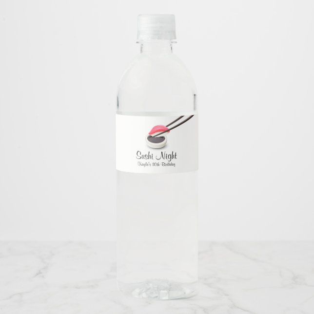 Étiquette Pour Bouteilles D'eau Soirée Sushi (Devant)