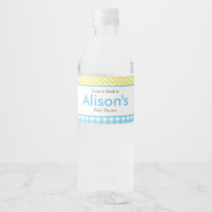 Étiquette Pour Bouteilles D'eau Soleil et citron bleu et jaune
