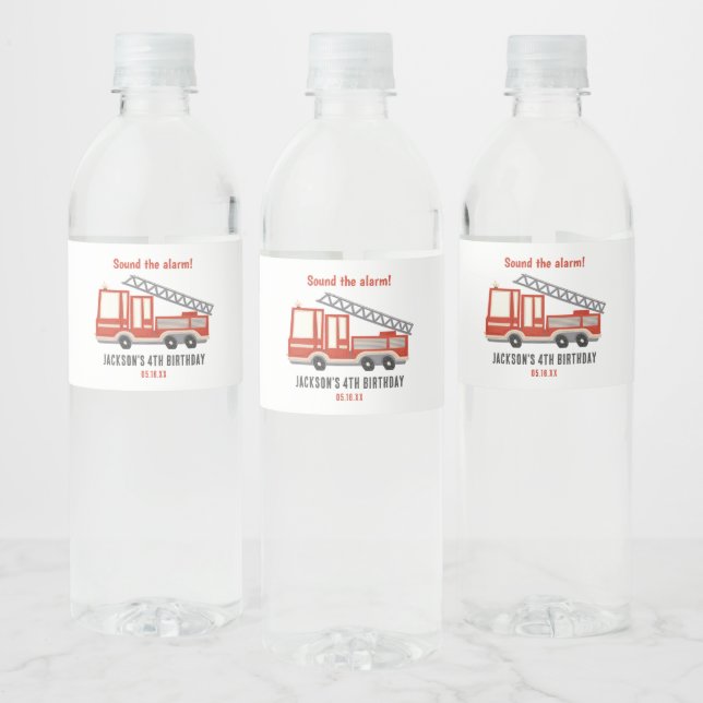 Étiquette Pour Bouteilles D'eau Son L'alarme Camion Fête d'anniversaire (Bouteilles)