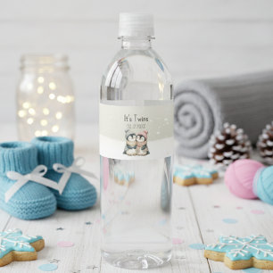 Étiquette Pour Bouteilles D'eau Son thème de Baby Shower pour jumeaux en hiver de 