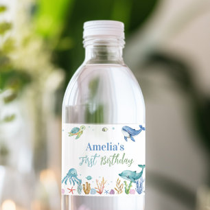 Étiquette Pour Bouteilles D'eau Sous la mer Cute Ocean Animals Anniversaire