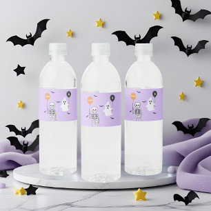 Étiquette Pour Bouteilles D'eau Squelette d'Halloween personnalisé et anniversaire