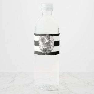 Étiquette Pour Bouteilles D'eau Squelette rayé Love Couple Mariage Danse