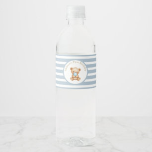 Étiquette Pour Bouteilles D'eau Stripes minimalistes Ours en peluche