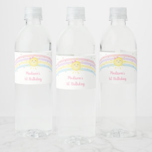Étiquette Pour Bouteilles D'eau Sunshine Arc-en-ciel rose or Pastel Anniversaire