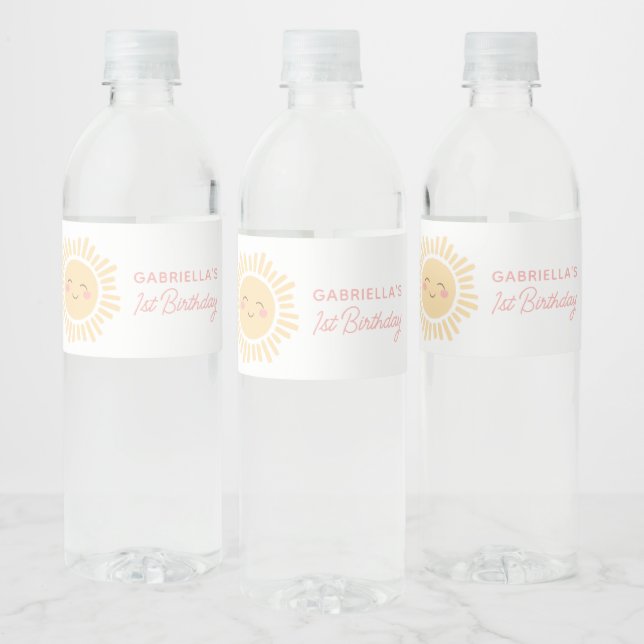 Étiquette Pour Bouteilles D'eau Sunshine Sun Girl fête d'anniversaire (Bouteilles)