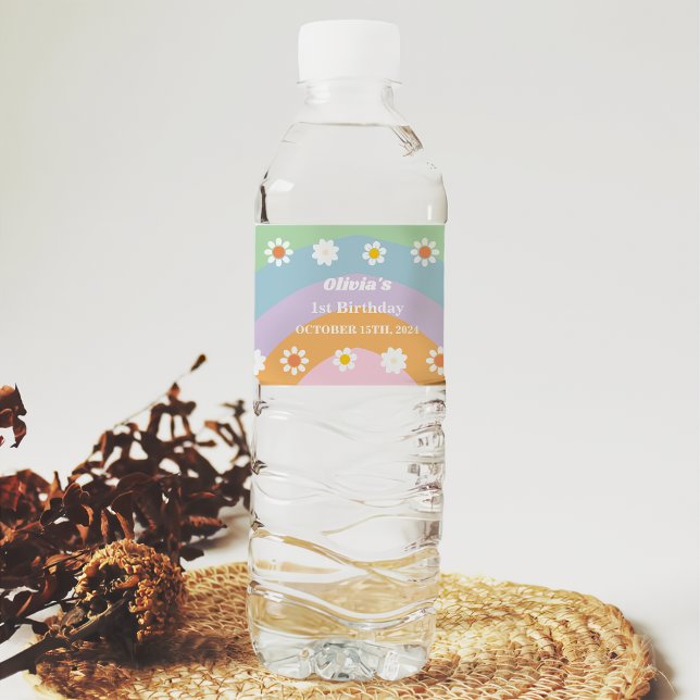 Étiquette Pour Bouteilles D'eau Super Rainbow Birthday Party Merci (Créateur téléchargé)