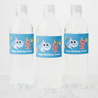 Étiquette Pour Bouteilles D'eau Super simple | Finny Shark Confetti Anniversaire