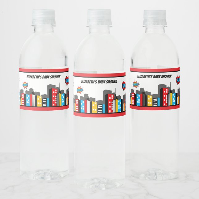 Étiquette Pour Bouteilles D'eau Superhero dynamique (Bouteilles)
