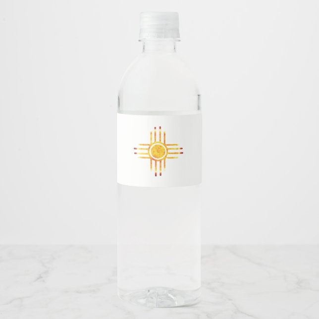 Étiquette Pour Bouteilles D'eau Symbole Zia Sun Idée cadeau (Devant)