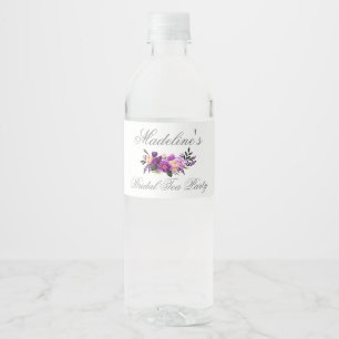 Étiquette Pour Bouteilles D'eau Tea Party à Fête des mariées florale violet ultra 