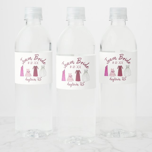 Étiquette Pour Bouteilles D'eau Team Bride Fête des mariées Bachelorette (Bouteilles)