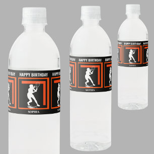 Étiquette Pour Bouteilles D'eau Tennis Anniversaire, Tennis Girl Player