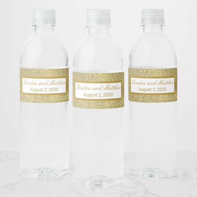 Étiquette Pour Bouteilles D'eau Texture Parties scintillant d'or (Bouteilles)