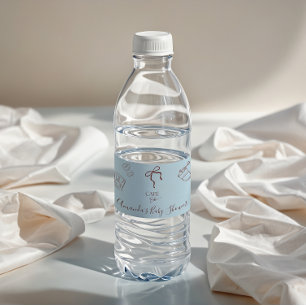 Étiquette Pour Bouteilles D'eau Thème Café Bleu Bow Cafe Bebe Garçon Baby Shower