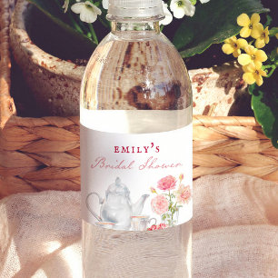 Étiquette Pour Bouteilles D'eau Thème de fête de mariage English Garden Tea Party