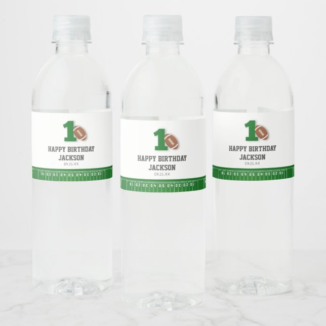 Étiquette Pour Bouteilles D'eau Thème Football Première année en bas Anniversaire  (Bouteilles)