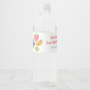 Étiquette Pour Bouteilles D'eau Thème Fruit 2ème anniversaire
