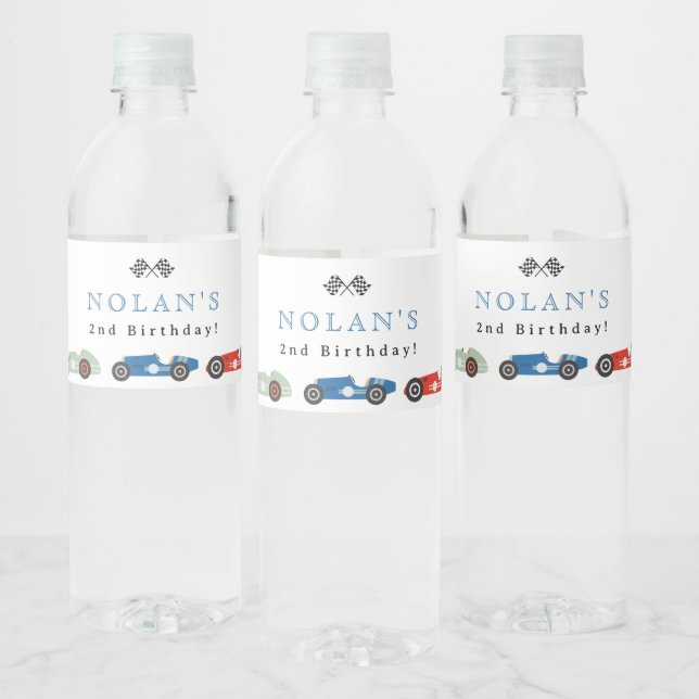 Étiquette Pour Bouteilles D'eau Thème Voiture Race Rétro Anniversaire (Bouteilles)