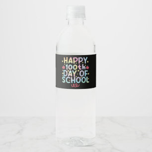 Étiquette Pour Bouteilles D'eau Tie Dye Happy 100e jour d'école Enseignant Élève