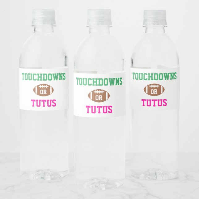 Étiquette Pour Bouteilles D'eau Touchdowns ou Tutus Genre Reveal (Bouteilles)