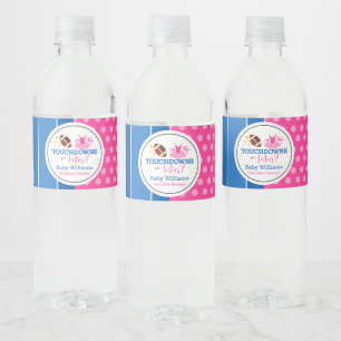 Étiquette Pour Bouteilles D'eau Touchdowns ou Tutus Pink Blue Genre Reveal Party
