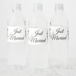 Étiquette Pour Bouteilles D'eau Tournesol Noir Blanc Floral Juste Marié Mariage