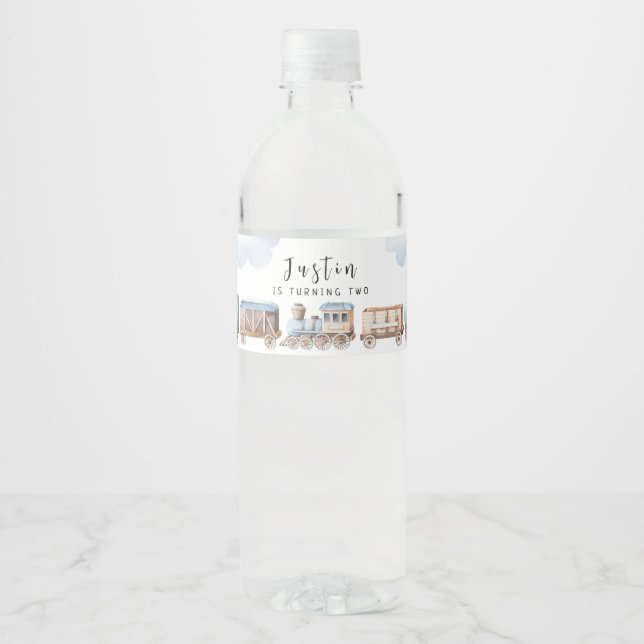 Étiquette Pour Bouteilles D'eau Train chugga chugga deux deux 2e anniversaire (Devant)